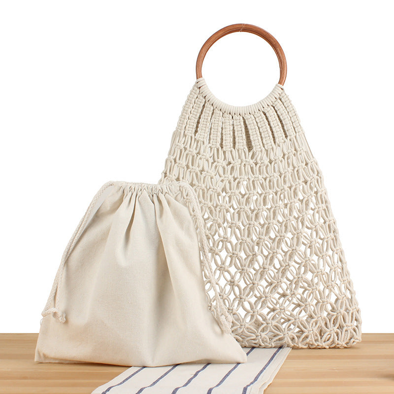 Tote bag with braided net design and practical inner bag Bowlift