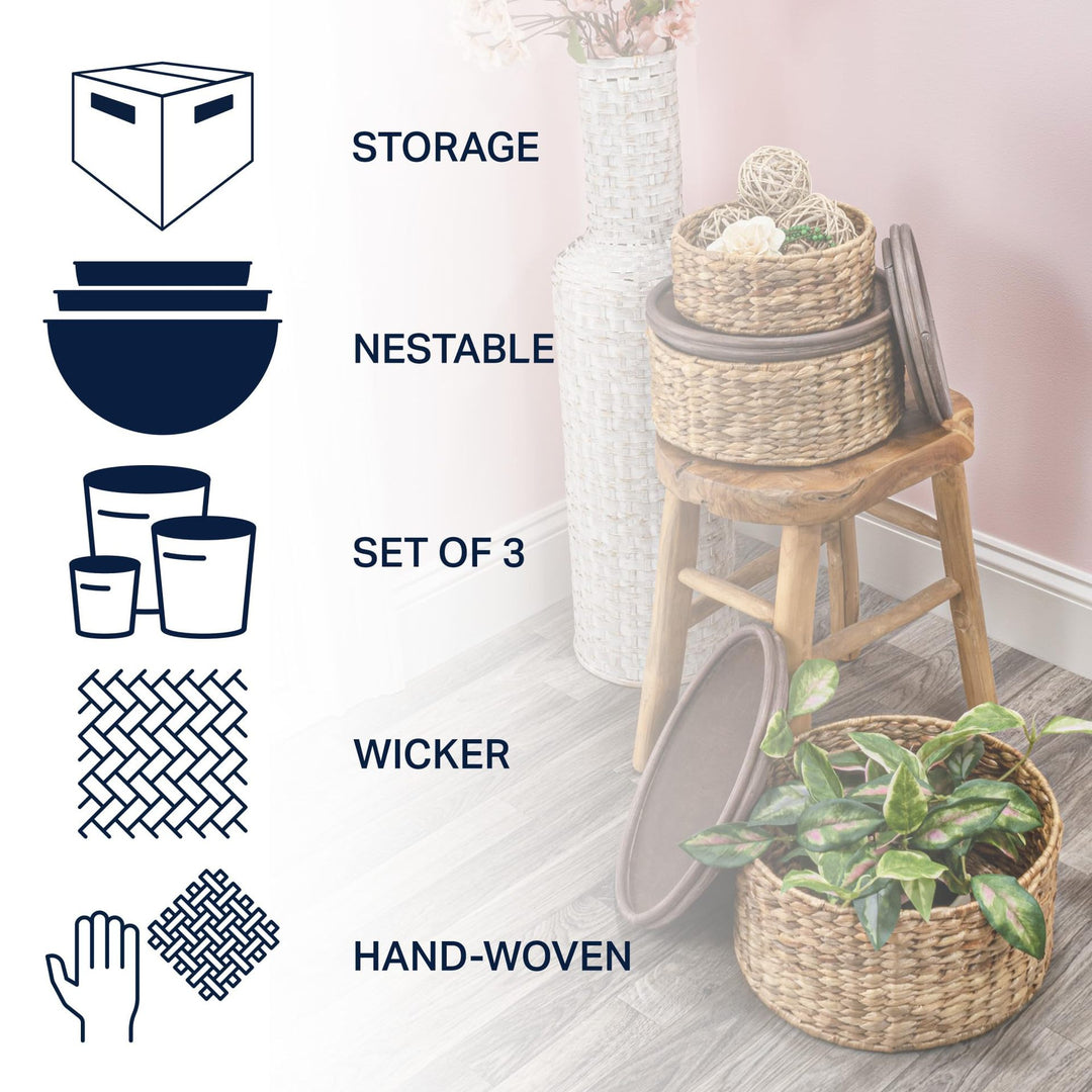 Handwoven storage basket with two handles Bowlift