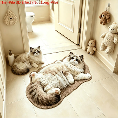 Cat-shaped Soft Plush Bath Mat