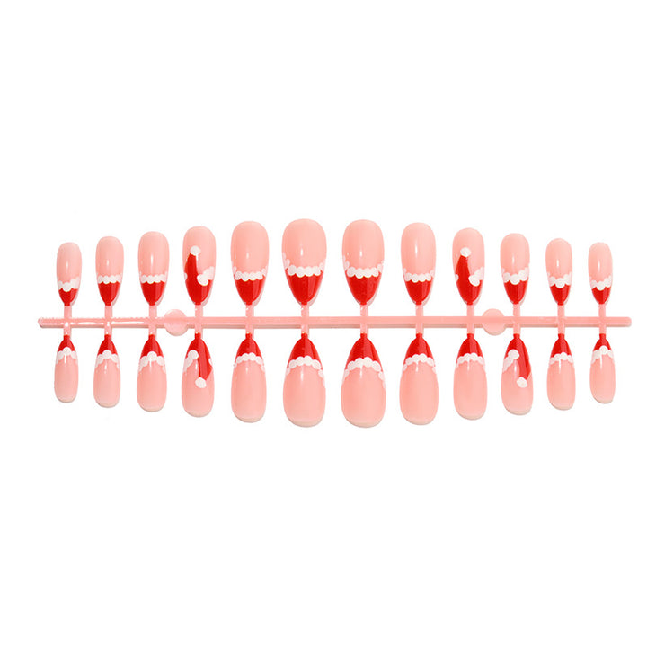 Festive Themed Press-On Nail Set with Decorative Santa Hat Design Bowlift