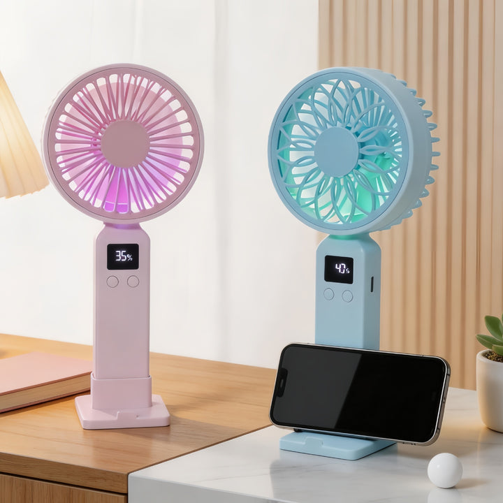 Women Portable Mini Fan with Digital Control Bowlift