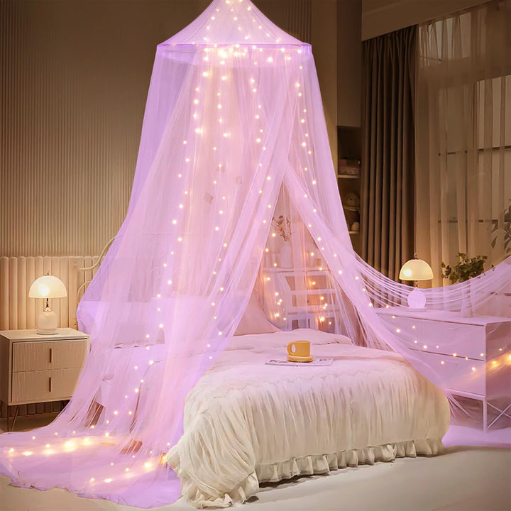 Enchanting Canopy Bed Tent with LED Lights Bowlift