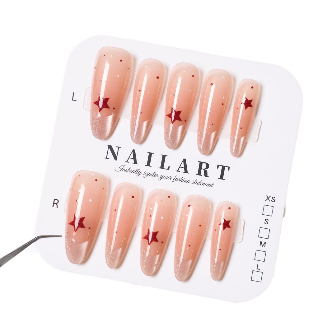 Decorative Star-Accented Press-On Nail Set Bowlift