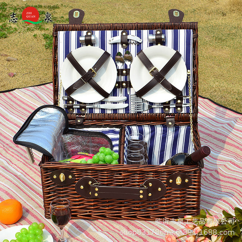 Women's luxurious picnic basket with integrated dish set and insulated cooling function Bowlift