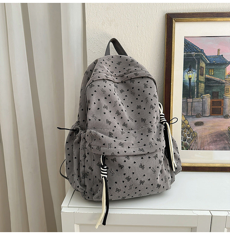 Corduroy Patterned Backpack