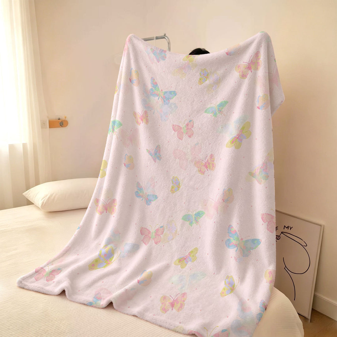 Cozy Butterfly Print Fleece Throw Blanket