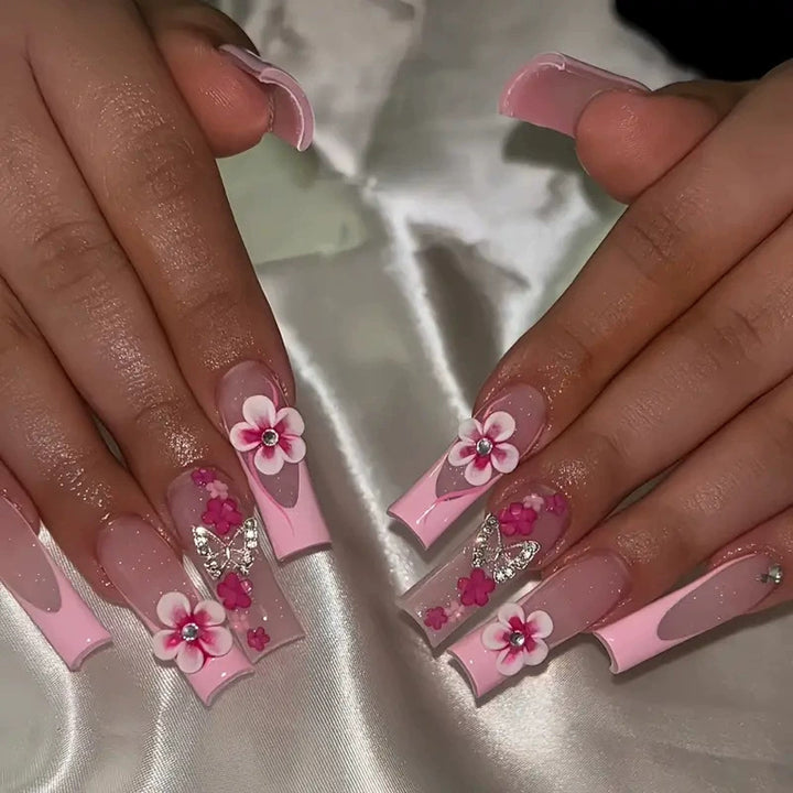 Decorative Long Press-On Nail Extensions Bowlift