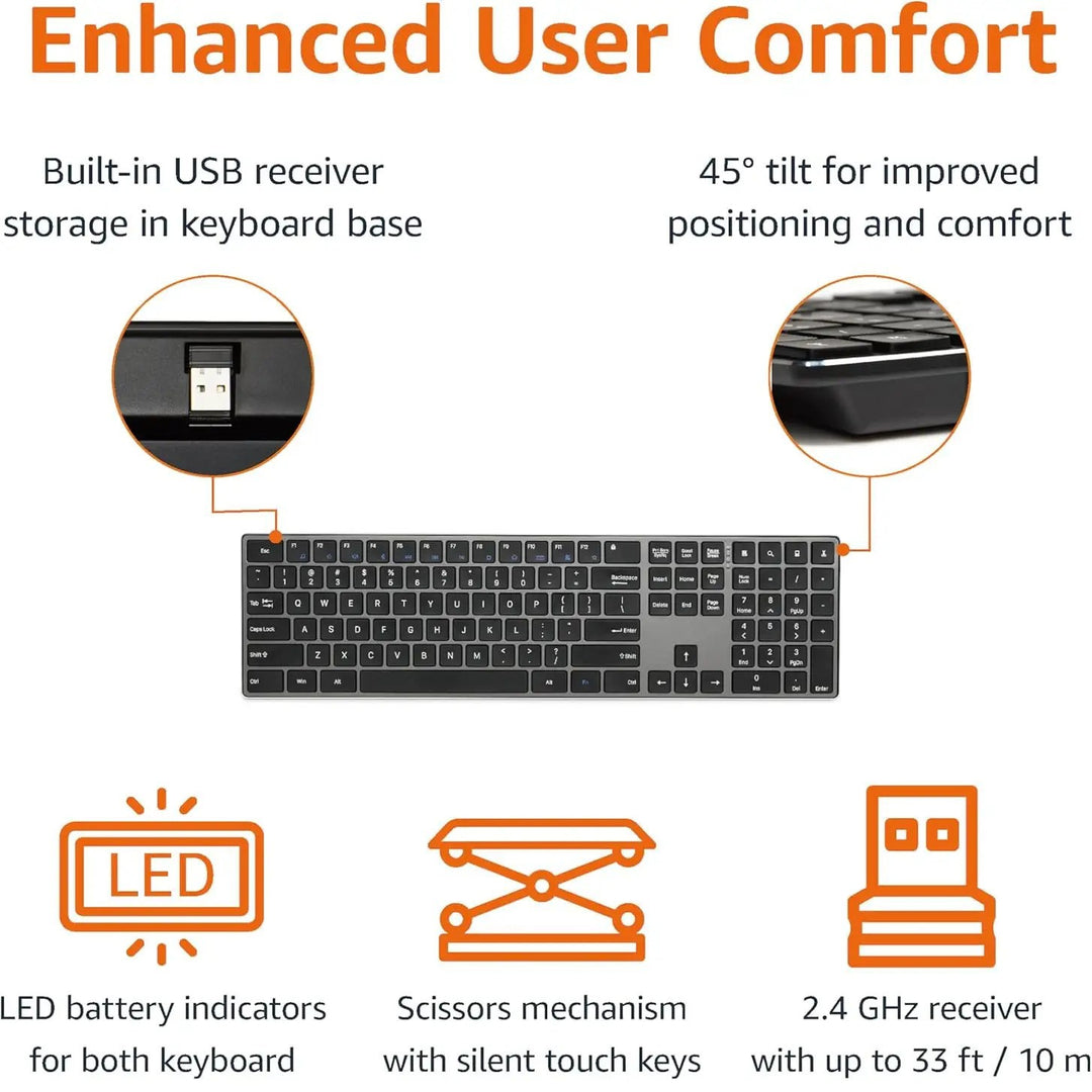 Ergonomic Wireless Keyboard and Mouse Set Bowlift