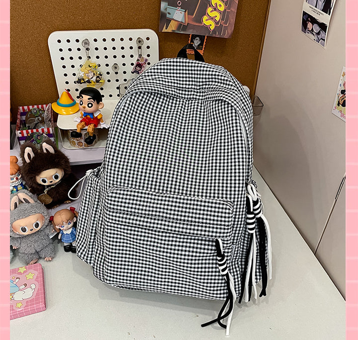 Charming Checkered Pattern Backpack