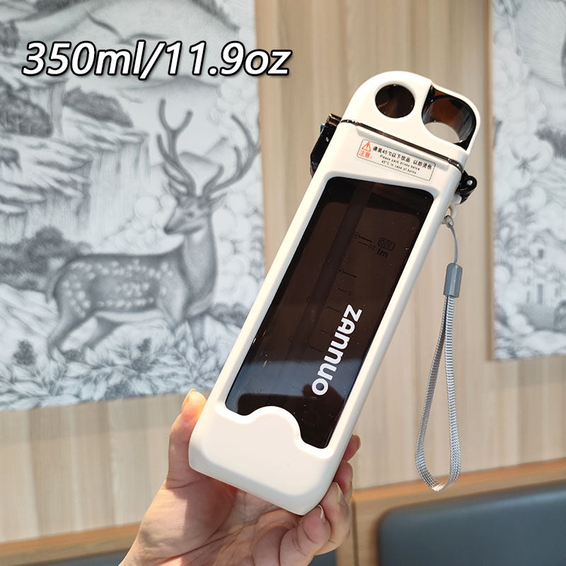 Ladies unique flip-top drinking bottle with viewing window Bowlift