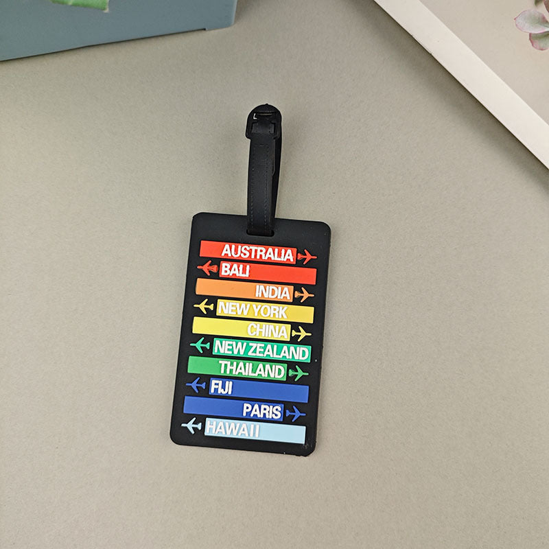 Unisex luggage tag with international travel destinations Bowlift