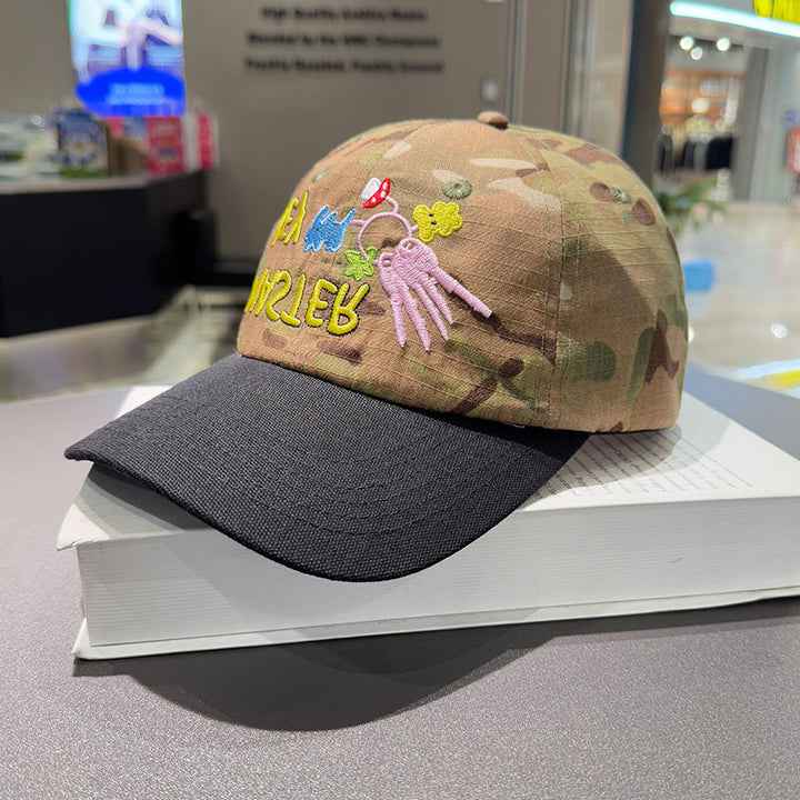 Unisex Embroidered Camo Cap Bowlift