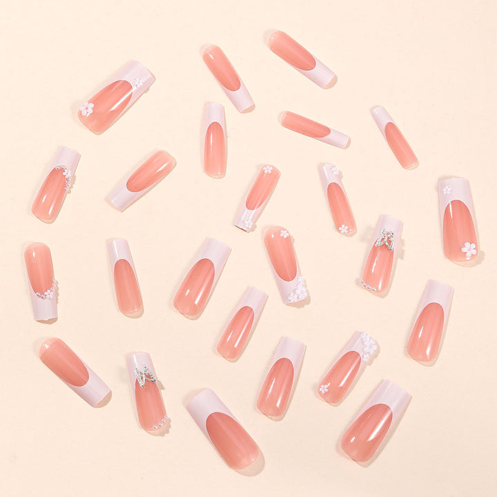 Elegant Floral Accent Acrylic Nail Art Extensions Bowlift