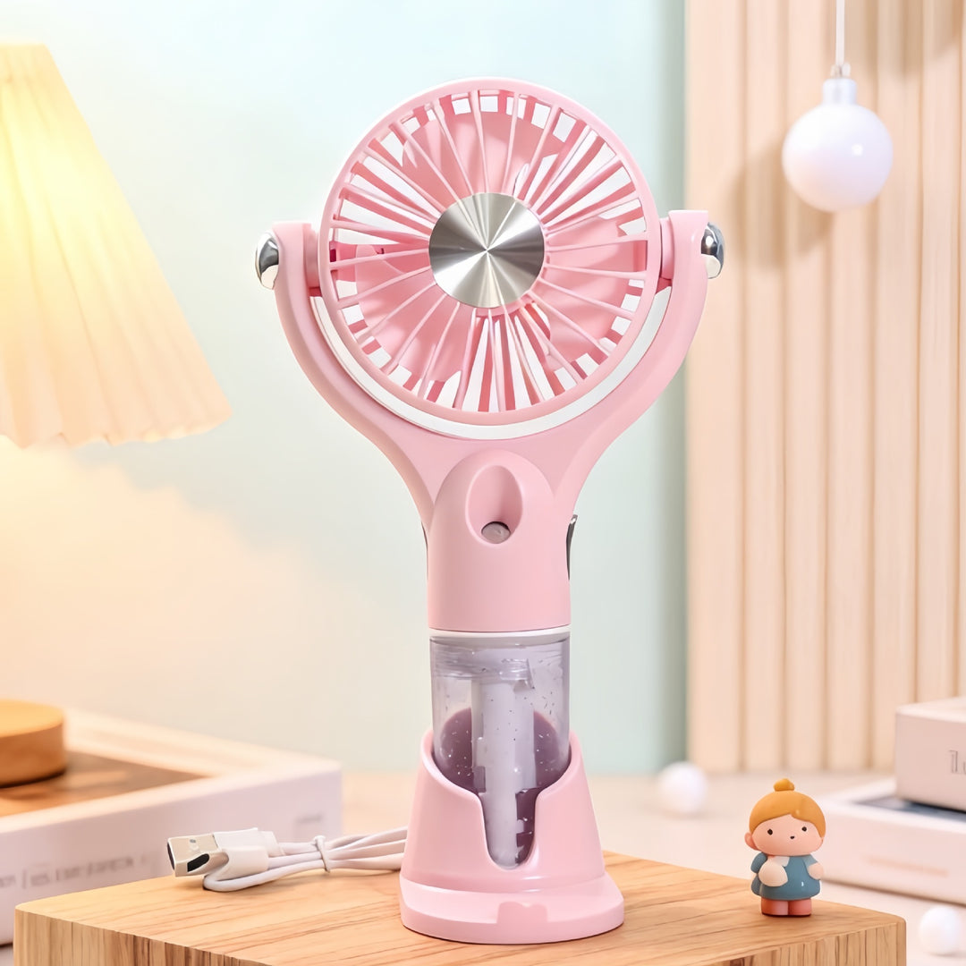 Ladies portable spray fan with USB charging function and ergonomic design Bowlift