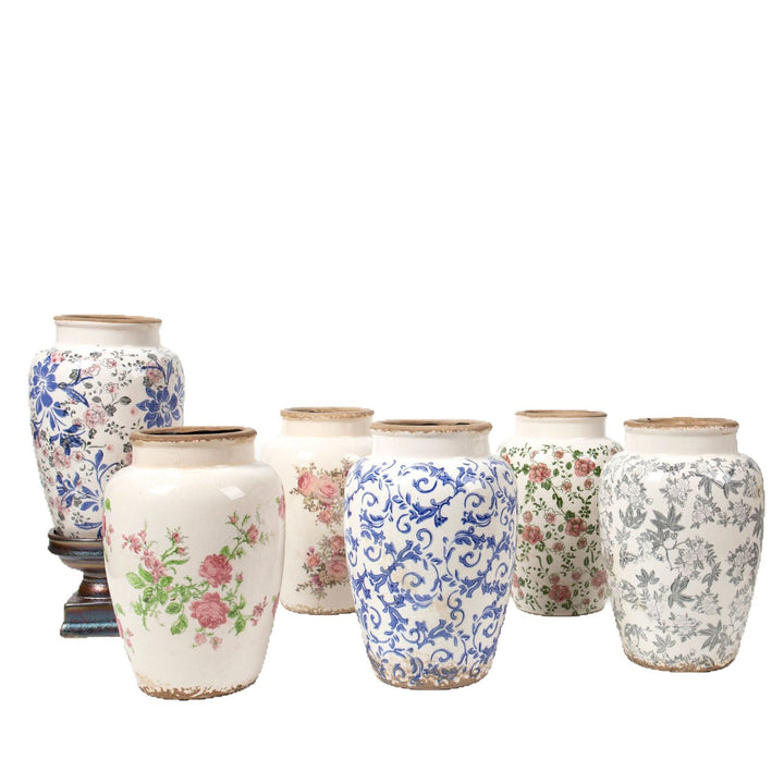 Floral Ceramic Vase with Artistic Design Bowlift