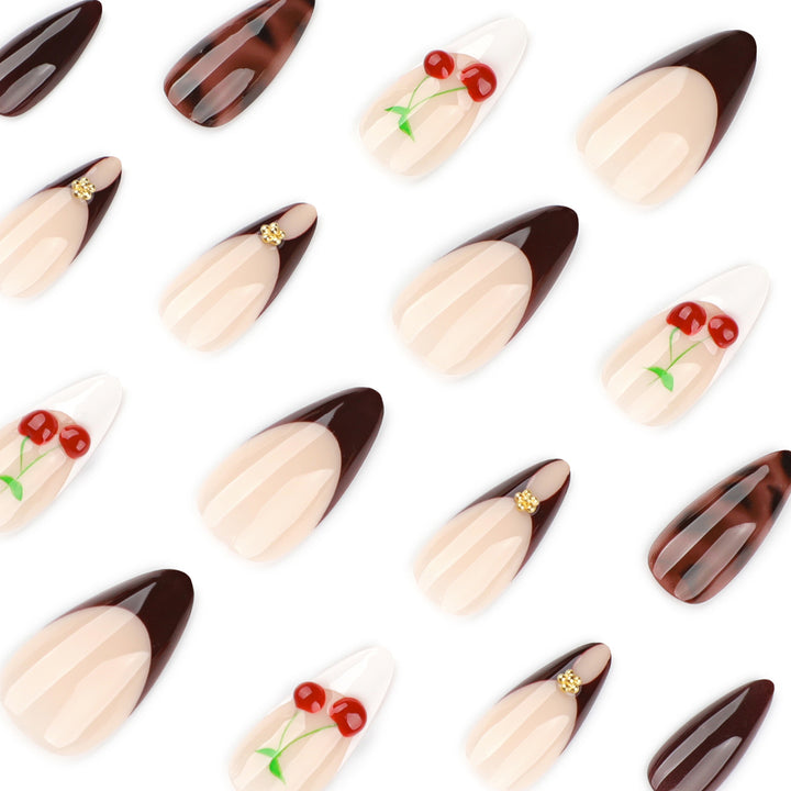 Artificial nail art with cherry blossom design Bowlift