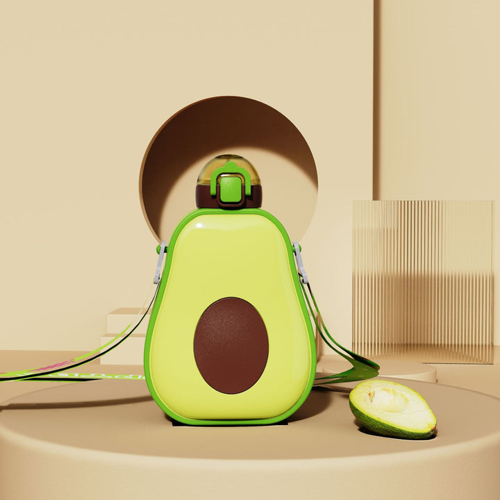 Women's creative avocado water bottle with carrying strap Bowlift