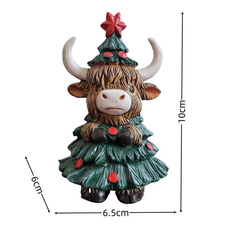 Christmas decoration figure in Highlands cattle design Bowlift