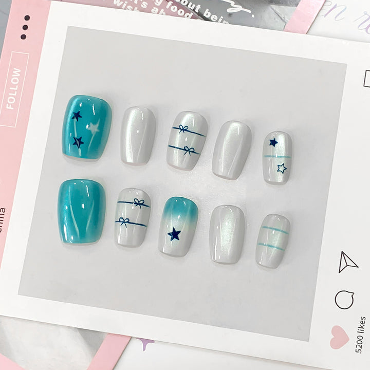 Artistic acrylic nails with star design Bowlift