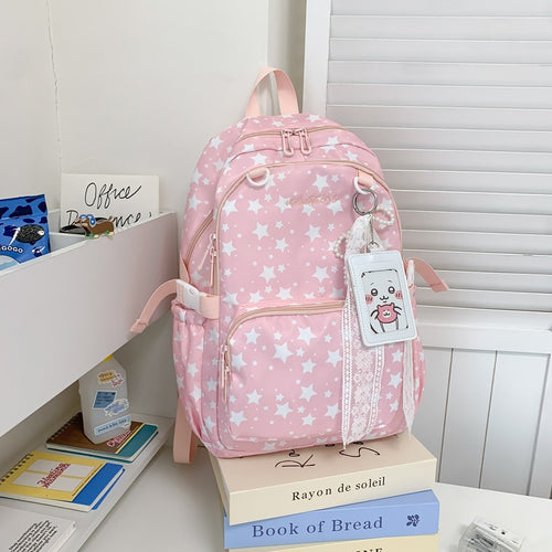 Star-Patterned Multi-Pocket Backpack Bowlift