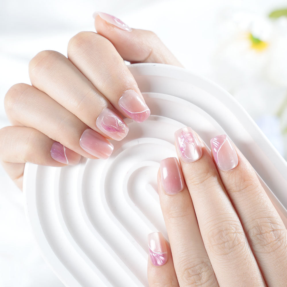 Artistic Marble Effect Press-On Nails Bowlift