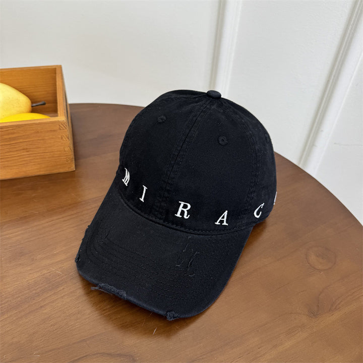 Women's Distressed Denim Baseball Cap Bowlift