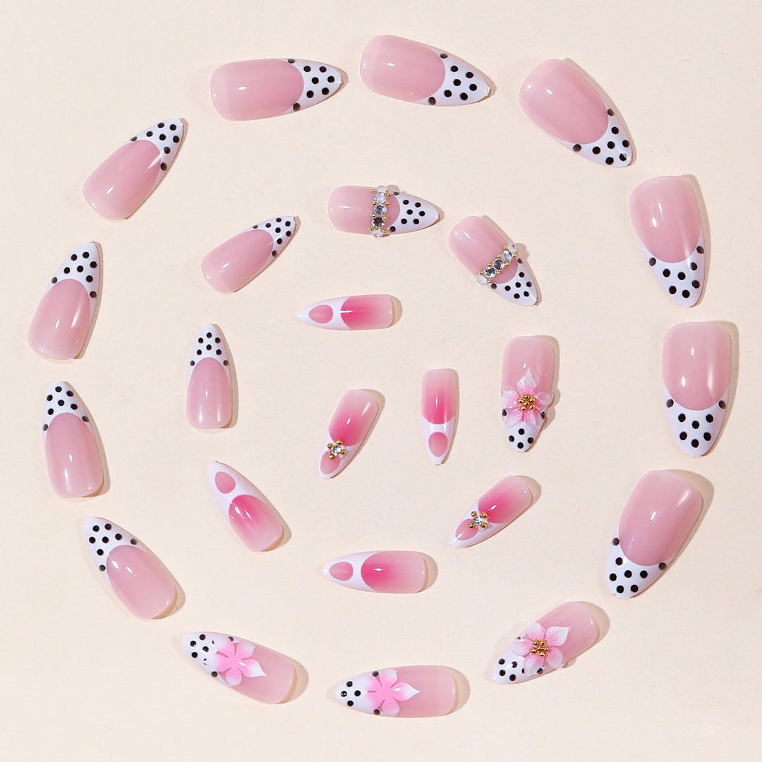 Floral-Accented Stiletto Nail Art Extensions Bowlift