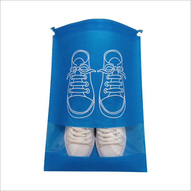 Unisex Travel Shoe Storage Bag with Transparent Window Drawstring Closure and Breathable Non-Woven Mesh Organizer Bowlift