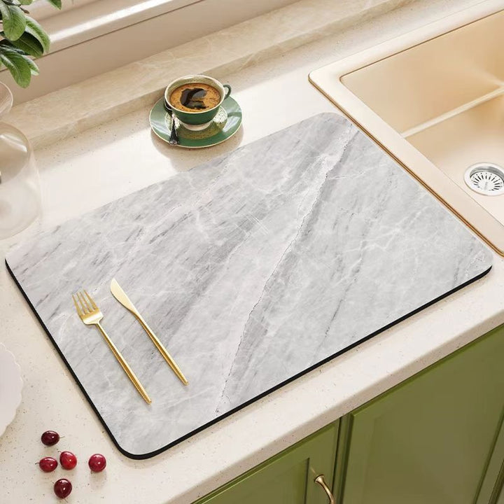 Marble-Patterned Kitchen Mat