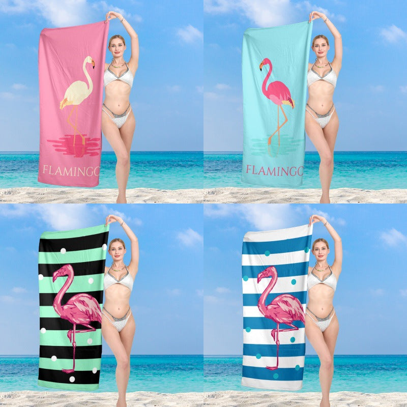 Premium beach towel with vibrant flamingo design Bowlift