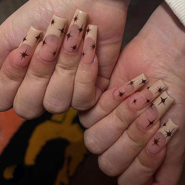Artistic Nail Extensions with Elegant Star Design Bowlift