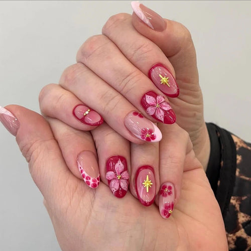 Artificial Nail Art with Flower Design Bowlift