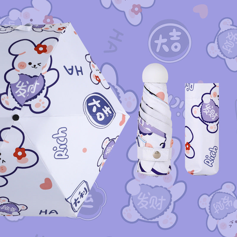 Ladies Folding Umbrella with Cute Animal Design Bowlift