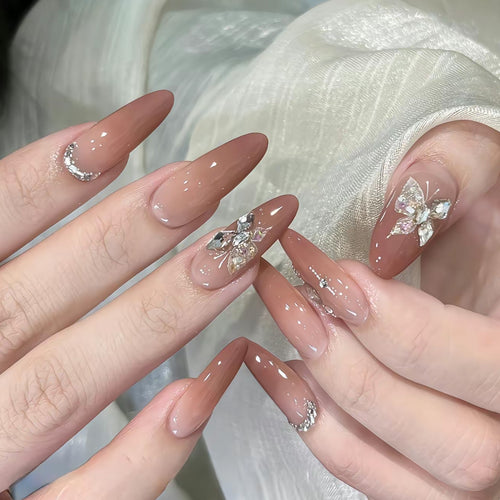 Elegant Stiletto Press-On Nails with Embellished Designs Bowlift