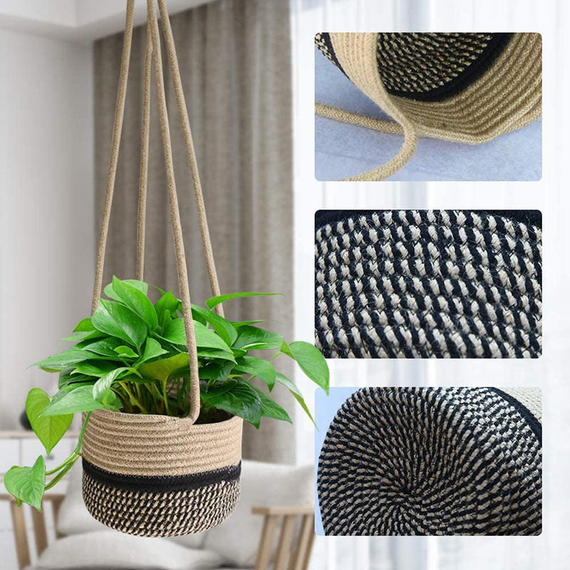 Hanging Rope Planter Basket with Long Suspension Straps Bowlift