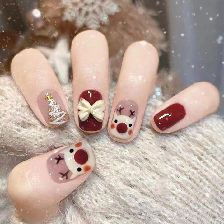 Festive Winter-Themed Press-On Nail Set Bowlift