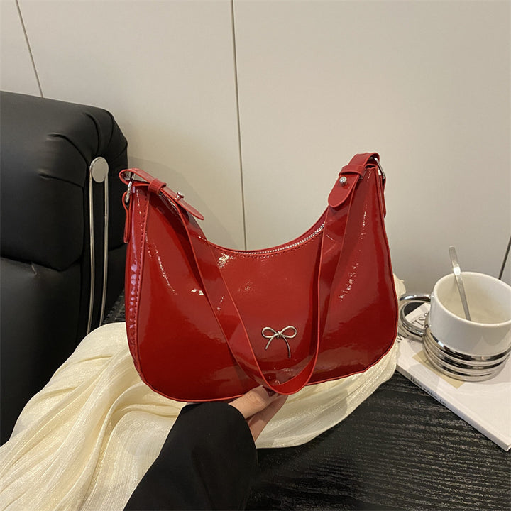 Premium Glossy Faux Leather Hobo Bag Bowlift
