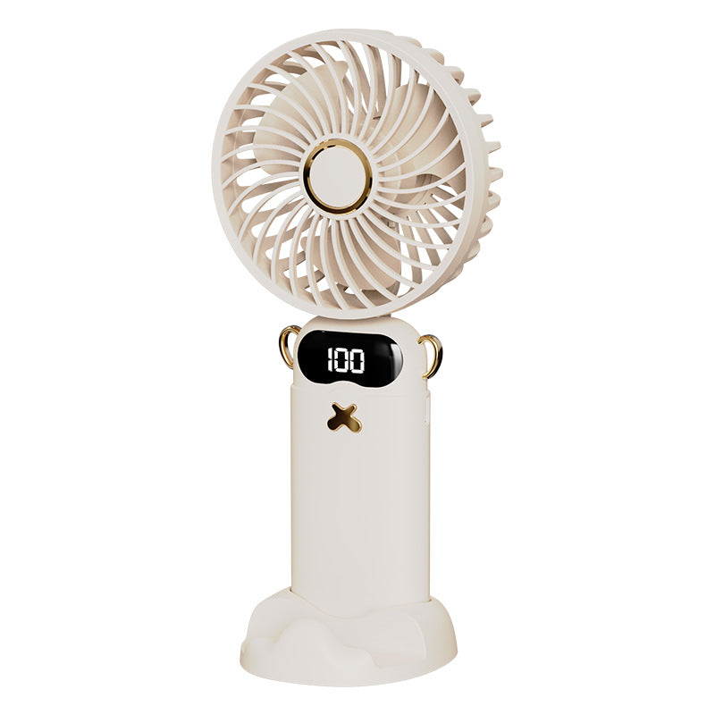 Cooling rechargeable handheld mini fan with digital battery display and cute desktop stand Bowlift