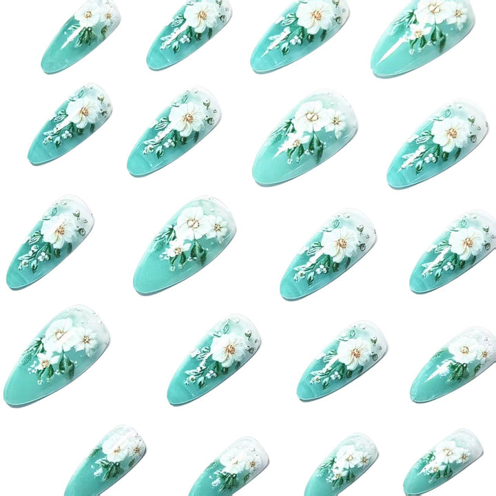 Floral 3D Nail Art Design Bowlift