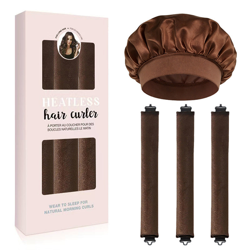 Satin Sleep Cap and Hair Rollers