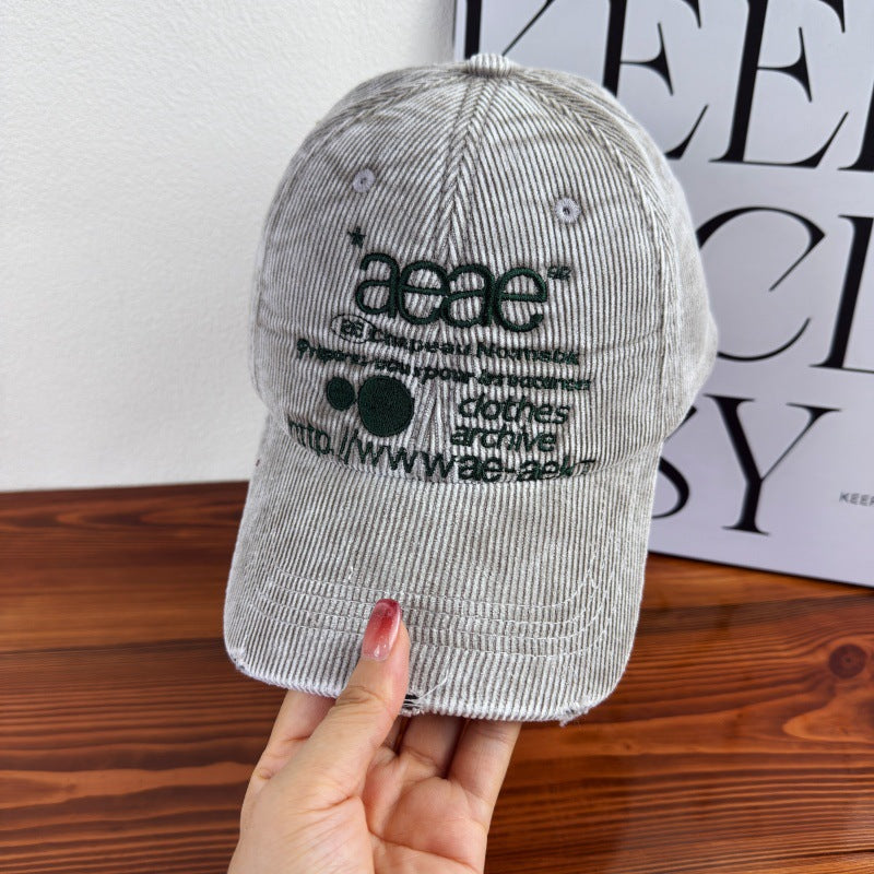 Women's Distressed Corduroy Baseball Cap Bowlift