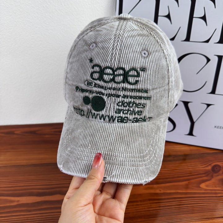 Women's Distressed Corduroy Baseball Cap Bowlift