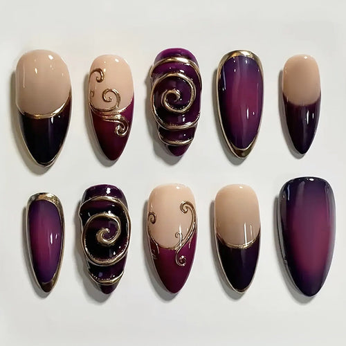 Acrylic nail set with elegant shimmer design Bowlift