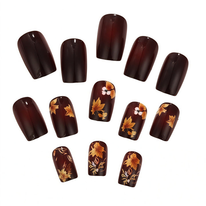 Artificial nails with floral autumn design Bowlift