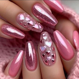Artificial nails with Romantic Heart Design Bowlift