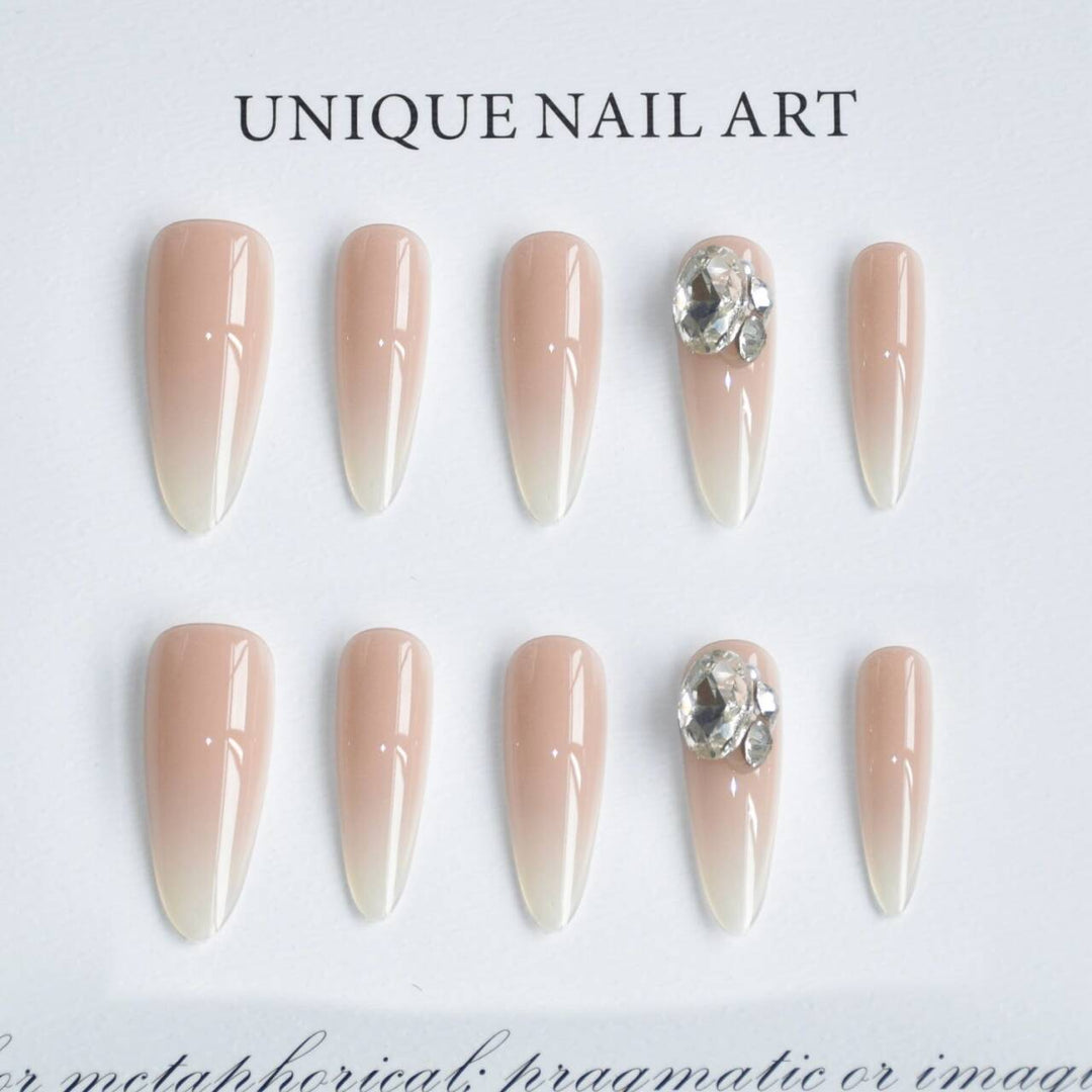 Decorative Rhinestone-Embellished Stiletto Nail Extensions Bowlift