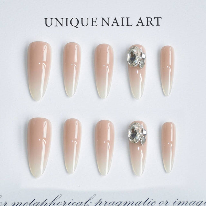 Decorative Rhinestone-Embellished Stiletto Nail Extensions Bowlift