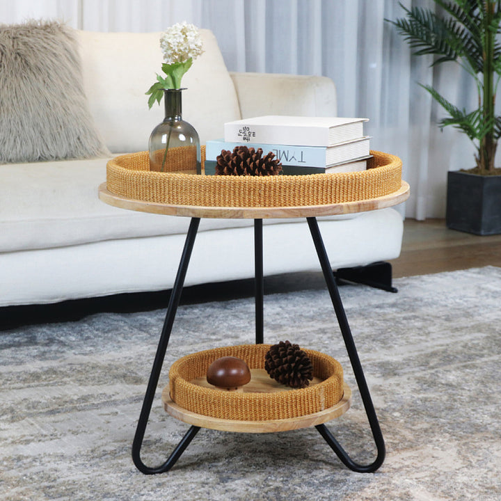 Modern side table with practical storage compartment Bowlift