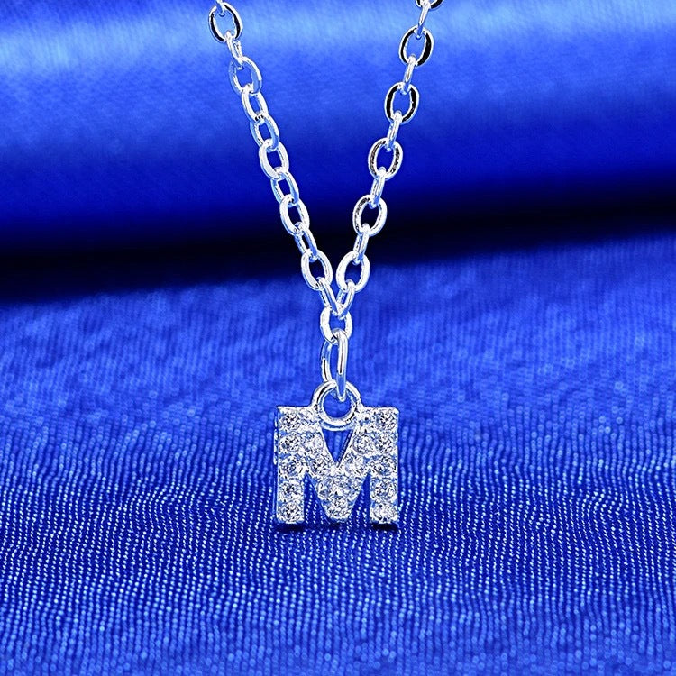 Dainty Pavé Cubic Zirconia Initial A Pendant Necklace Silver-Tone Chain Bowlift