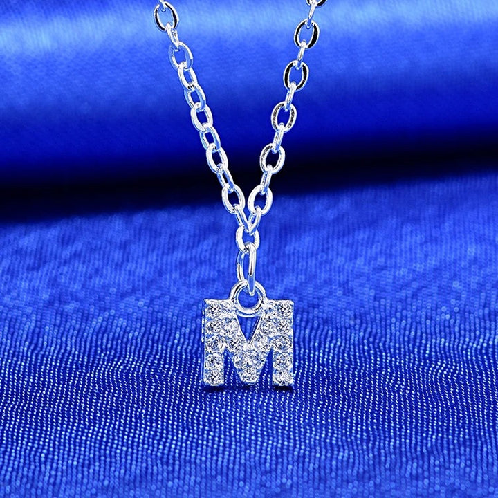 Dainty Pavé Cubic Zirconia Initial A Pendant Necklace Silver-Tone Chain Bowlift